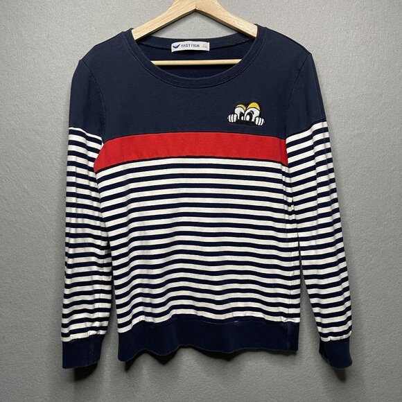 Fast Fish Striped Long-Sleeve Shirt Pullover With Cartoon Detail XXL - Picture 1 of 6